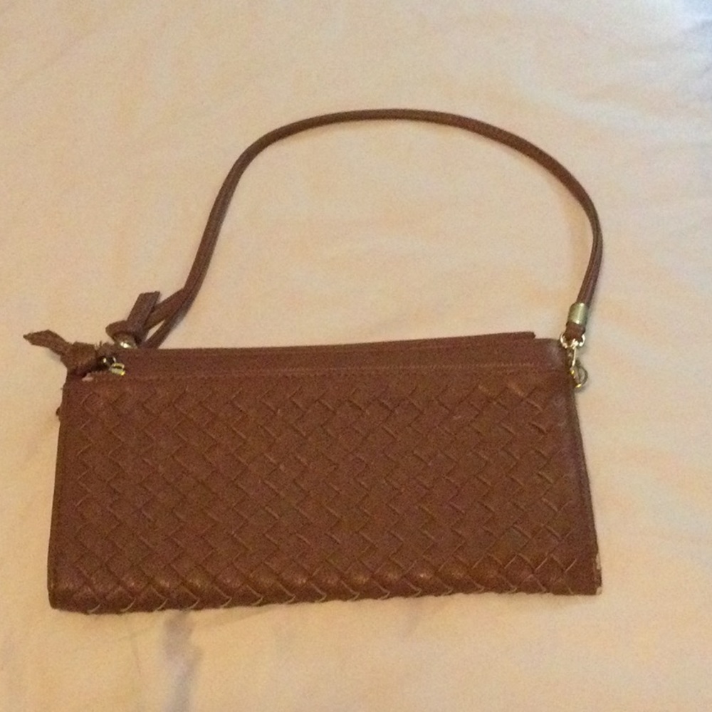 Brown wristlet purse